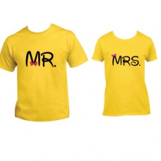 Yellow Mrs Mr Couple T-Shirt